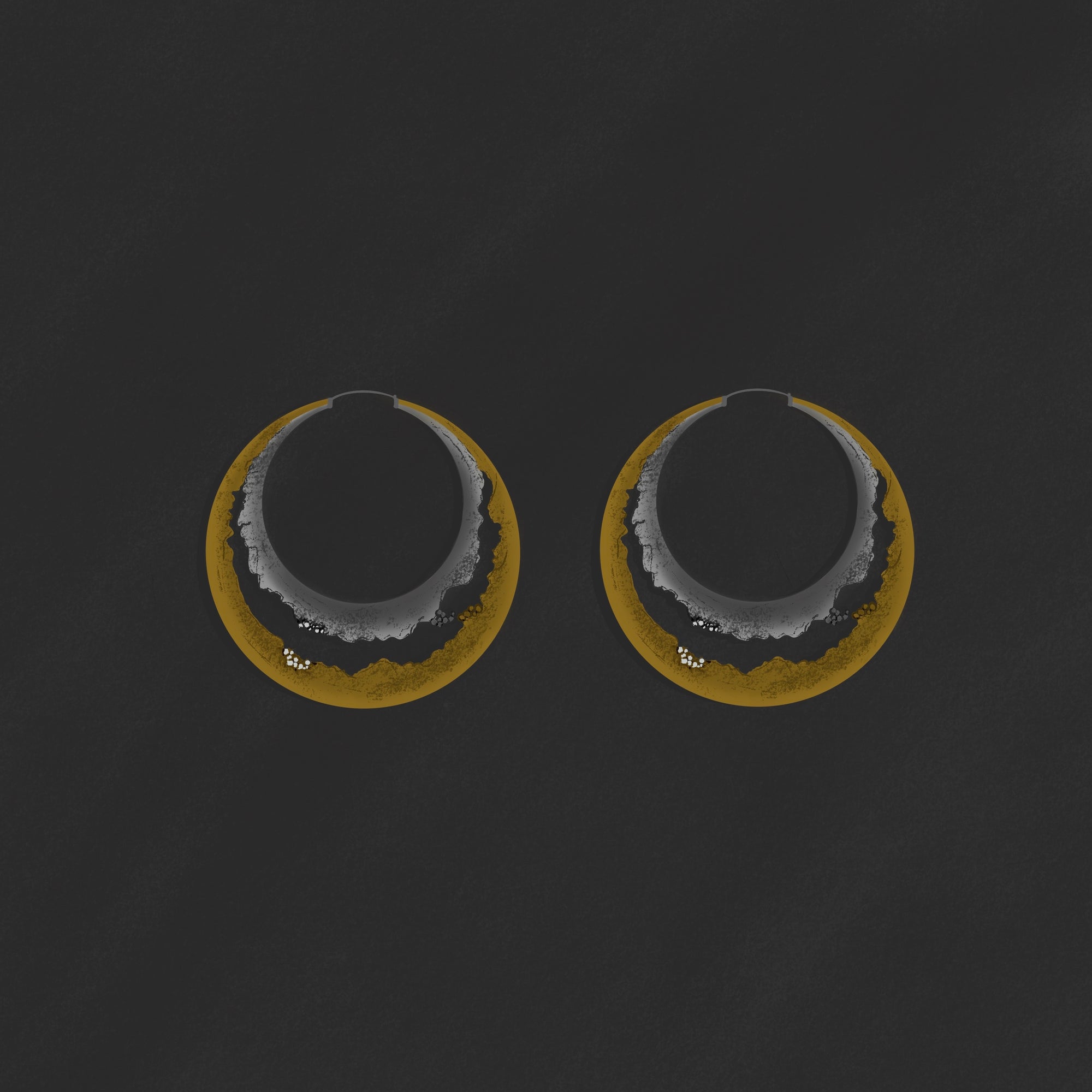 Ovum Texture Two-Tone Earrings
