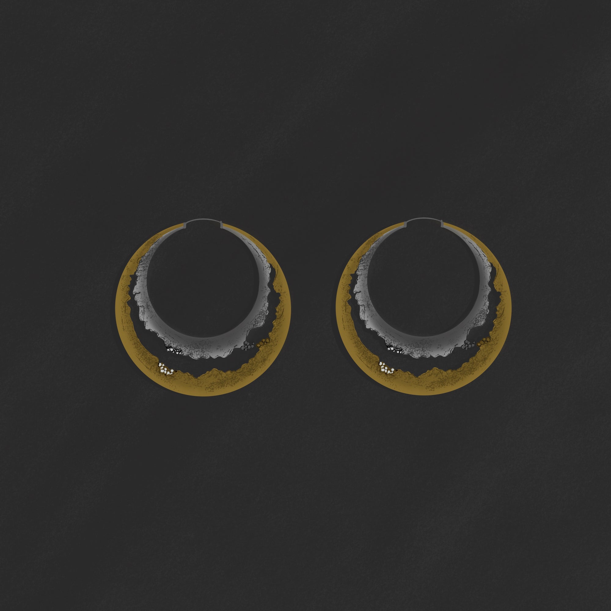 Fig.1 — two-tone earrings with egg-cell texture